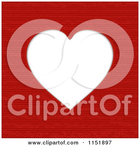 Clipart of a Heart Frame over a Red Pattern - Royalty Free Vector Illustration by elaineitalia