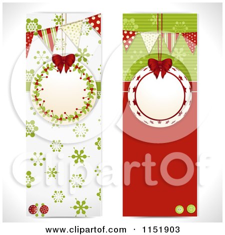 Clipart of Vertical Christmas Banners with Ornament Frames - Royalty Free Vector Illustration by elaineitalia