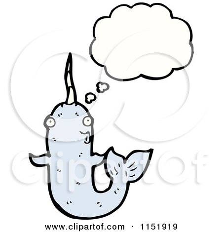 Cartoon of a Thinking Narwhal - Royalty Free Vector Illustration by lineartestpilot