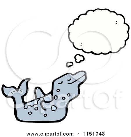 Cartoon of a Thinking Dolphin - Royalty Free Vector Illustration by lineartestpilot