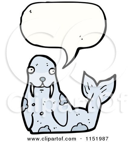 Cartoon of a Talking Walrus - Royalty Free Vector Illustration by lineartestpilot