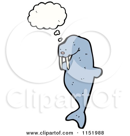 Cartoon of a Thinking Walrus - Royalty Free Vector Illustration by lineartestpilot