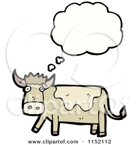Cartoon of a Thinking Cow - Royalty Free Vector Illustration by lineartestpilot