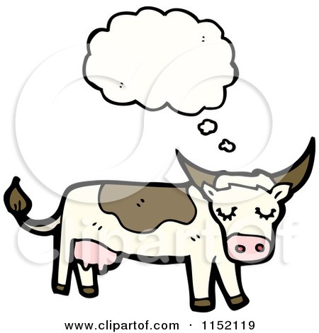 Cartoon of a Thinking Cow - Royalty Free Vector Illustration by lineartestpilot