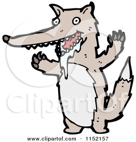 Cartoon of a Wolf Drooling - Royalty Free Vector Illustration by lineartestpilot