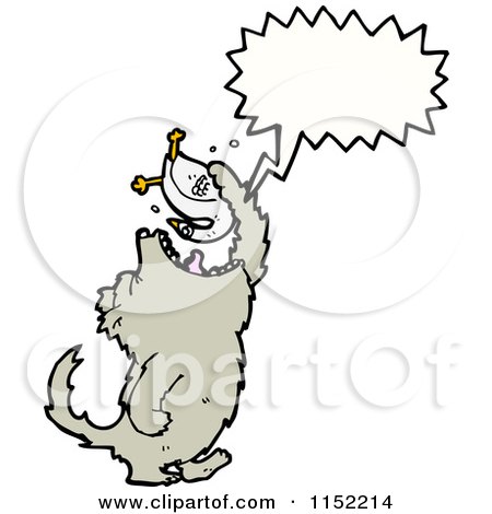 Cartoon of a Talking Wolf Eating a Chicken - Royalty Free Vector Illustration by lineartestpilot