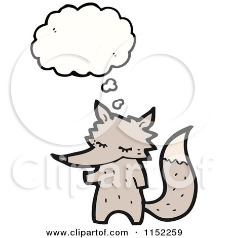 Cartoon of a Thinking Wolf - Royalty Free Vector Illustration by lineartestpilot