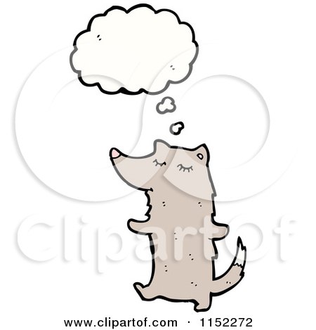 Cartoon of a Thinking Wolf - Royalty Free Vector Illustration by lineartestpilot