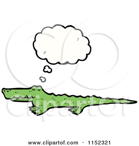 Cartoon of a Thinking Crocodile - Royalty Free Vector Illustration by lineartestpilot