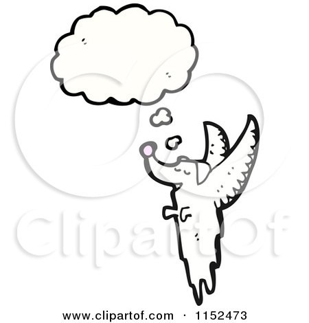 Cartoon of a Thinking Ghost Dog - Royalty Free Vector Illustration by lineartestpilot
