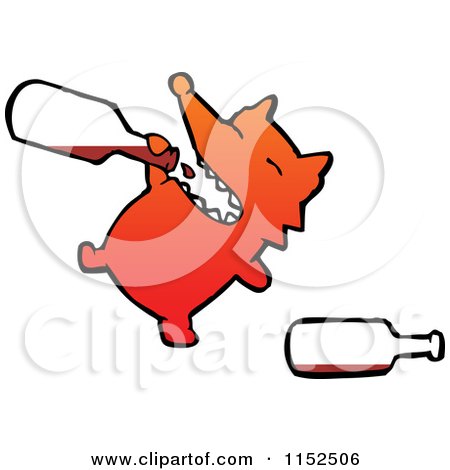Cartoon of a Dog Drinking - Royalty Free Vector Illustration by lineartestpilot