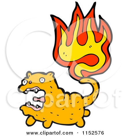 Cartoon of a Flaming Cat - Royalty Free Vector Illustration by lineartestpilot