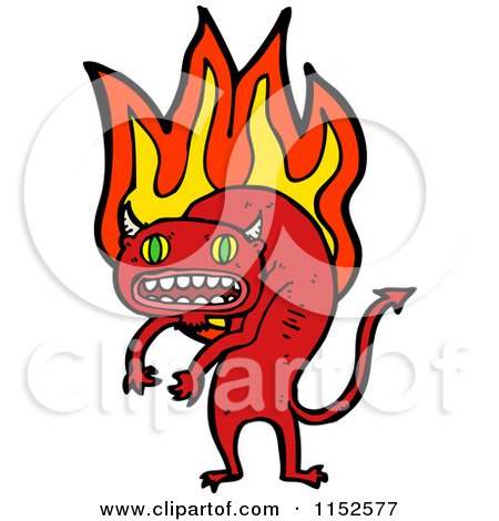 Cartoon of a Burning Demon Cat - Royalty Free Vector Illustration by lineartestpilot
