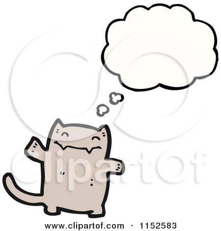 Cartoon of a Thinking Cat - Royalty Free Vector Illustration by lineartestpilot