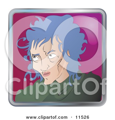 People Internet Messenger Avatar of a Woman With Graying Hair Clipart Illustration by AtStockIllustration