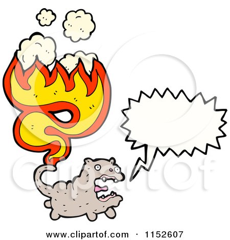 Cartoon of a Talking Burning Cat - Royalty Free Vector Illustration by lineartestpilot