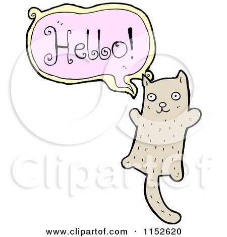 Cartoon of a Cat Saying Hello - Royalty Free Vector Illustration by lineartestpilot