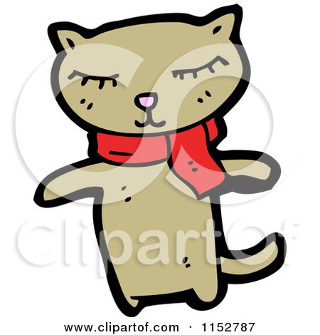 Cartoon of a Cat Wearing a Scarf - Royalty Free Vector Illustration by lineartestpilot