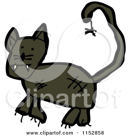 Cartoon of a Black Panther Cat - Royalty Free Vector Illustration by lineartestpilot