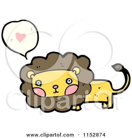 Cartoon of a Lion Talking About Love - Royalty Free Vector Illustration by lineartestpilot