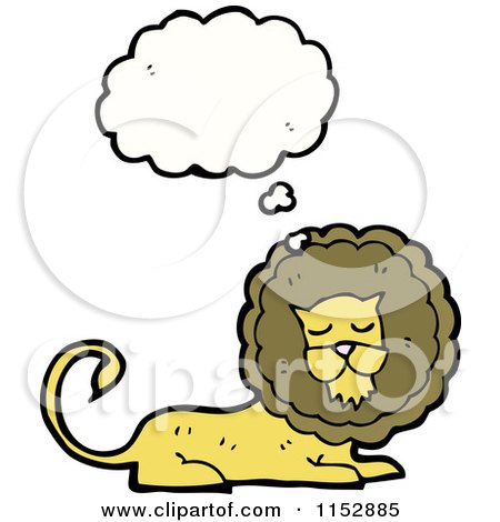 Cartoon of a Thinking Lion - Royalty Free Vector Illustration by lineartestpilot