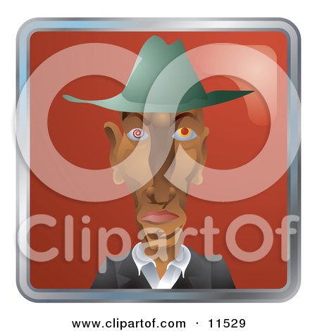 People Internet Messenger Avatar of a Creepy Man With Twirling Eyes Clipart Illustration by AtStockIllustration