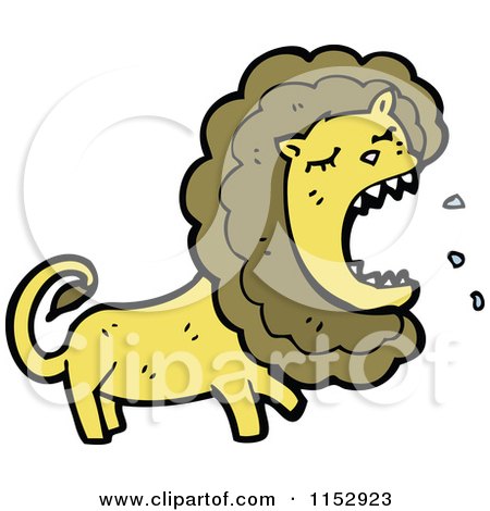 Cartoon of a Roaring Male Lion - Royalty Free Vector Illustration by lineartestpilot