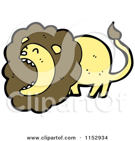 Cartoon of a Roaring Male Lion - Royalty Free Vector Illustration by lineartestpilot