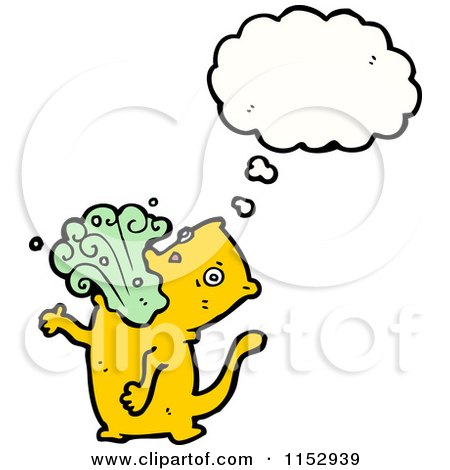 Cartoon of a Thinking Puking Cat - Royalty Free Vector Illustration by lineartestpilot