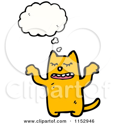 Cartoon of a Thinking Cat - Royalty Free Vector Illustration by lineartestpilot