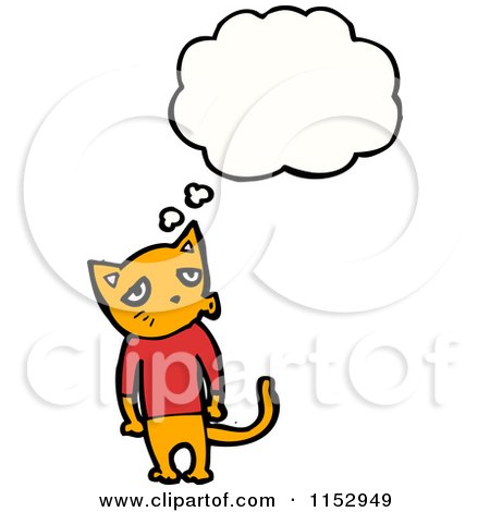 Cartoon of a Thinking Cat - Royalty Free Vector Illustration by lineartestpilot