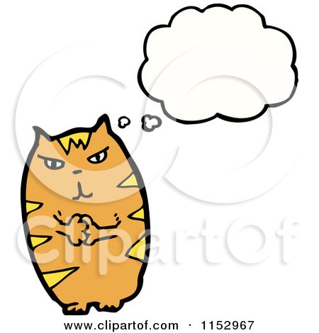 Cartoon of a Thinking Cat - Royalty Free Vector Illustration by lineartestpilot