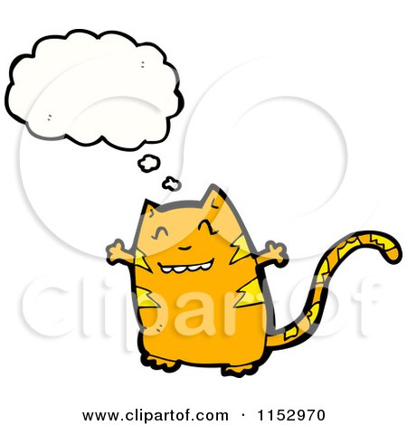 Cartoon of a Thinking Cat - Royalty Free Vector Illustration by lineartestpilot