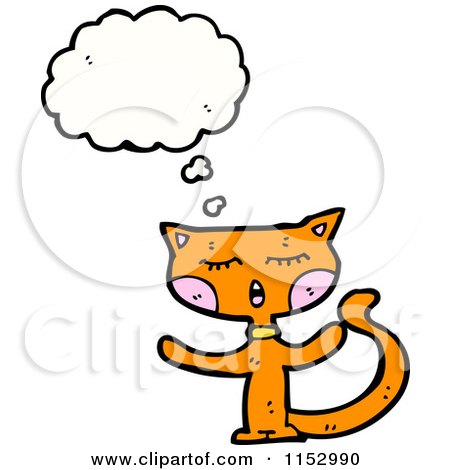 Cartoon of a Thinking Cat - Royalty Free Vector Illustration by lineartestpilot