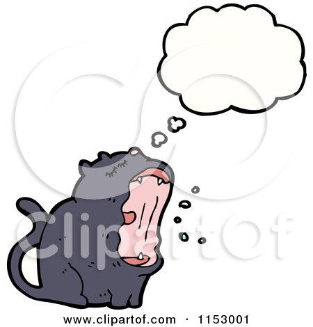 Cartoon of a Thinking Cat - Royalty Free Vector Illustration by lineartestpilot