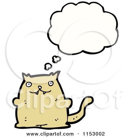 Cartoon of a Thinking Cat - Royalty Free Vector Illustration by lineartestpilot