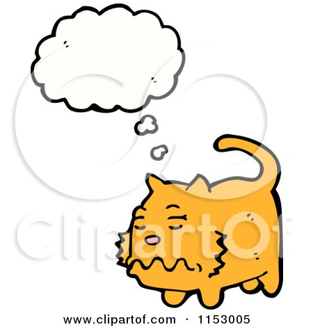 Cartoon of a Thinking Cat - Royalty Free Vector Illustration by lineartestpilot