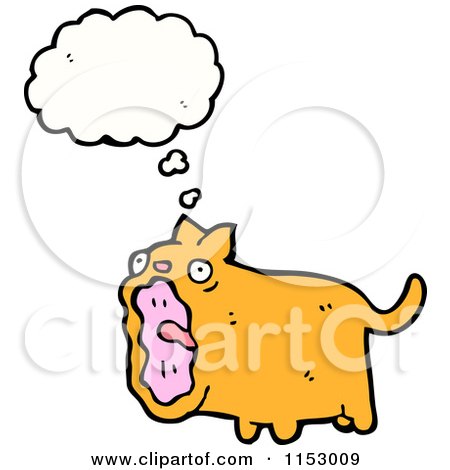 Cartoon of a Thinking Cat - Royalty Free Vector Illustration by lineartestpilot