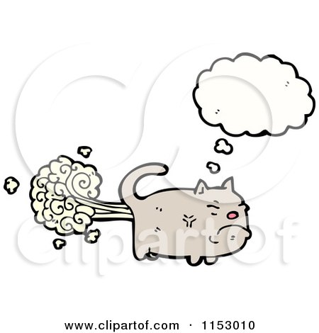 Cartoon of a Thinking Farting Cat - Royalty Free Vector Illustration by lineartestpilot