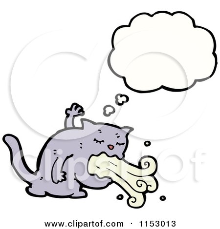 Cartoon of a Puking Thinking Cat - Royalty Free Vector Illustration by lineartestpilot