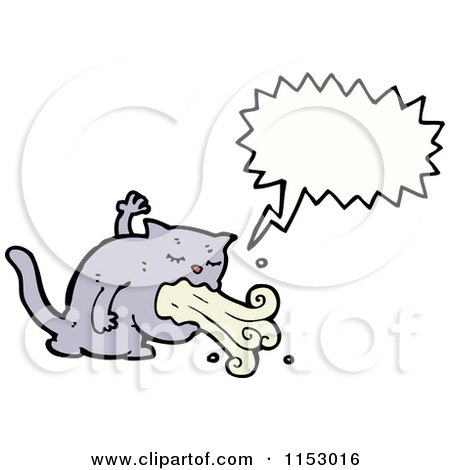Cartoon of a Talking Puking Cat - Royalty Free Vector Illustration by lineartestpilot