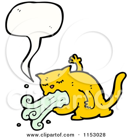 Cartoon of a Talking Puking Cat - Royalty Free Vector Illustration by lineartestpilot