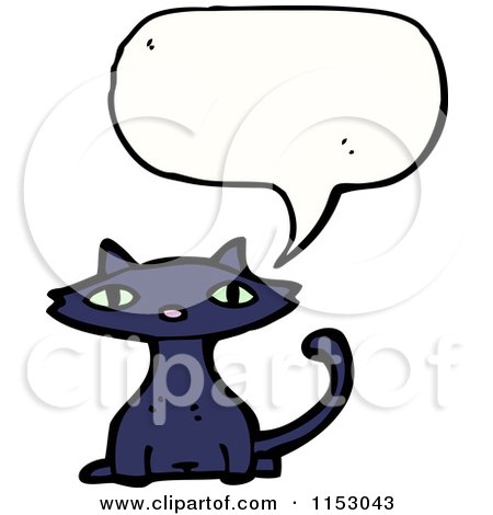 Cartoon of a Talking Black Cat - Royalty Free Vector Illustration by lineartestpilot