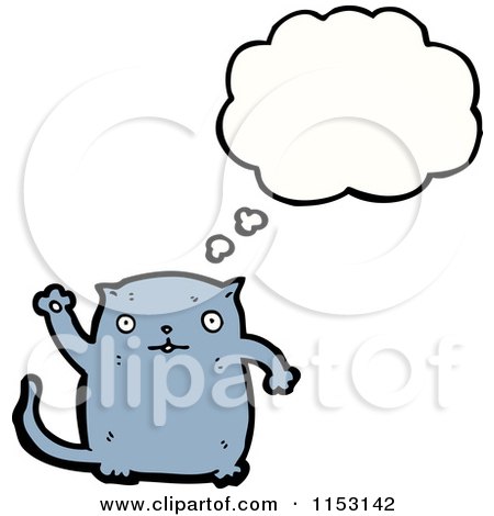 Cartoon of a Thinking Cat - Royalty Free Vector Illustration by lineartestpilot