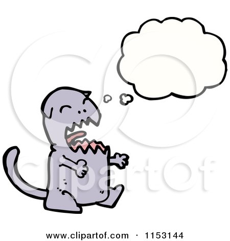 Cartoon of a Thinking Cat - Royalty Free Vector Illustration by lineartestpilot