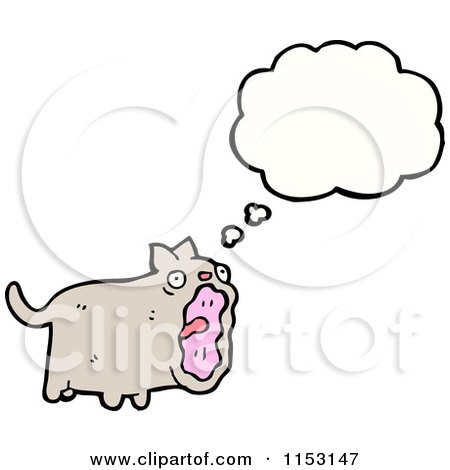 Cartoon of a Thinking Cat - Royalty Free Vector Illustration by lineartestpilot