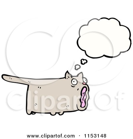 Cartoon of a Thinking Cat - Royalty Free Vector Illustration by lineartestpilot