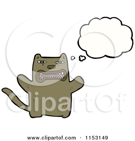 Cartoon of a Thinking Cat - Royalty Free Vector Illustration by lineartestpilot