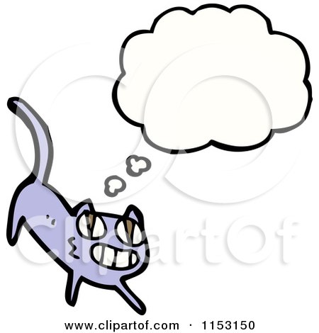 Cartoon of a Thinking Cat - Royalty Free Vector Illustration by lineartestpilot