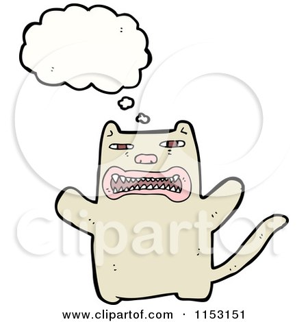 Cartoon of a Thinking Cat - Royalty Free Vector Illustration by lineartestpilot